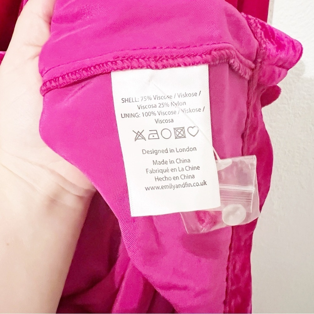 Emilyandfin Luna Wrap Dress Fuchsia Velvet Pink Midi Small S Nwt — image 5 of 8